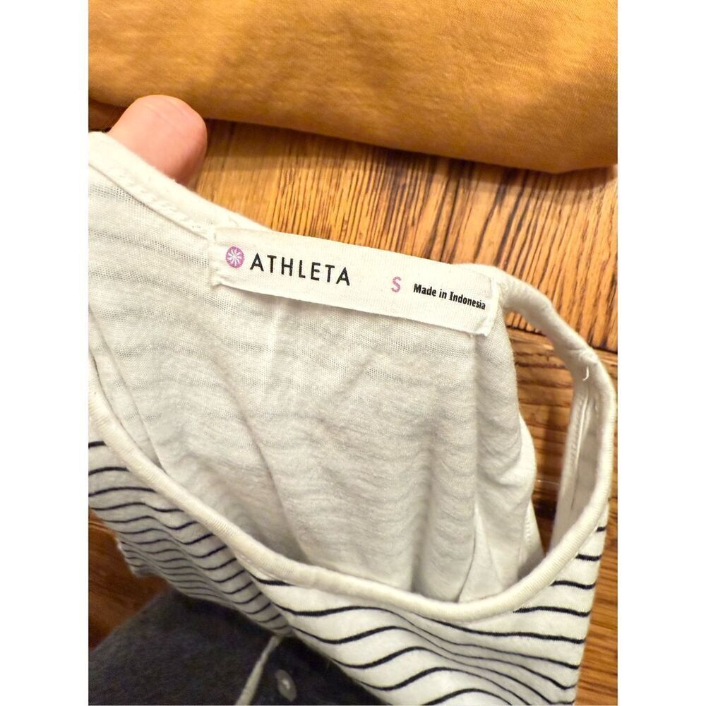 Athleta Blue White Ombre Striped Pima Cotton Sleeveless Maxi Dress Size Small - Picture 3 of 6